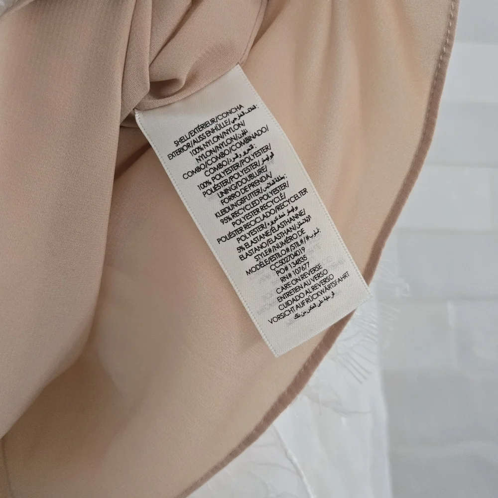 Alice + Olivia Delia Ruffled Lace Tunic Top Blouse White Sheer Mesh Bell Sleeve - Picture 5 of 10